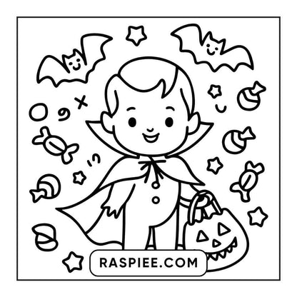 100 Bold and Easy Cute Halloween Coloring Pages Printable PDF Instant Download