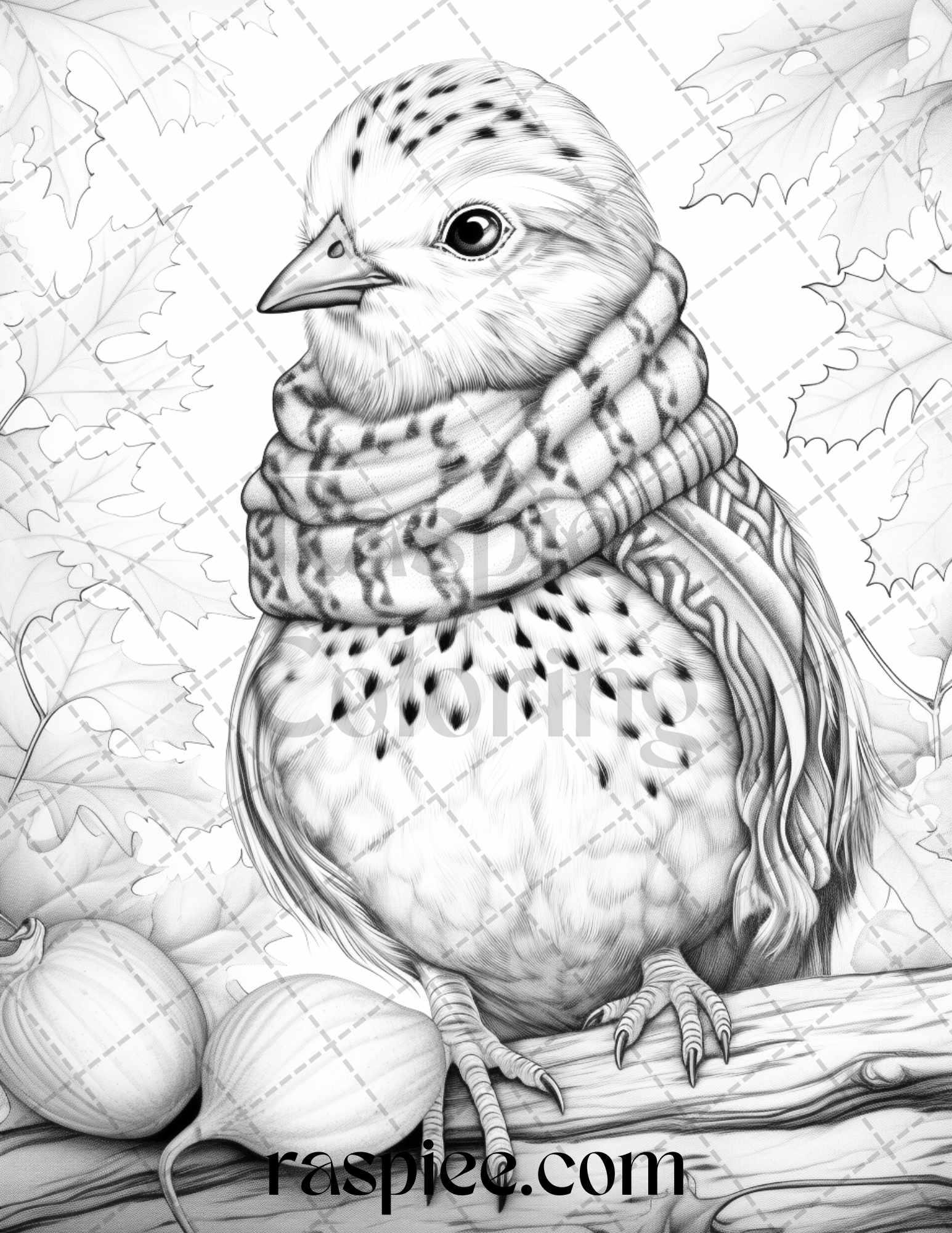 40 Cute Fall Animals Grayscale Coloring Pages Printable for Adults and Kids, PDF File Instant Download