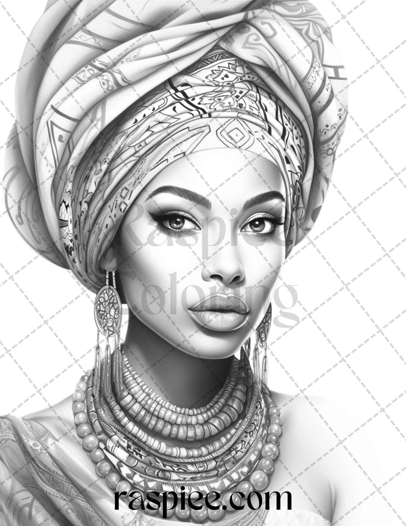 40 Beautiful African Women Grayscale Coloring Pages Printable for Adults, PDF File Instant Download