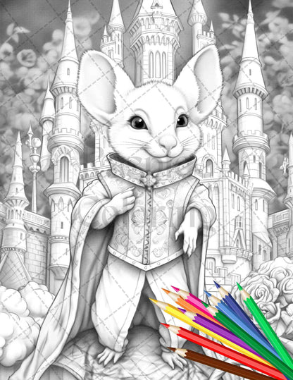 40 Little Mouse Prince Grayscale Coloring Pages Printable for Adults, PDF File Instant Download