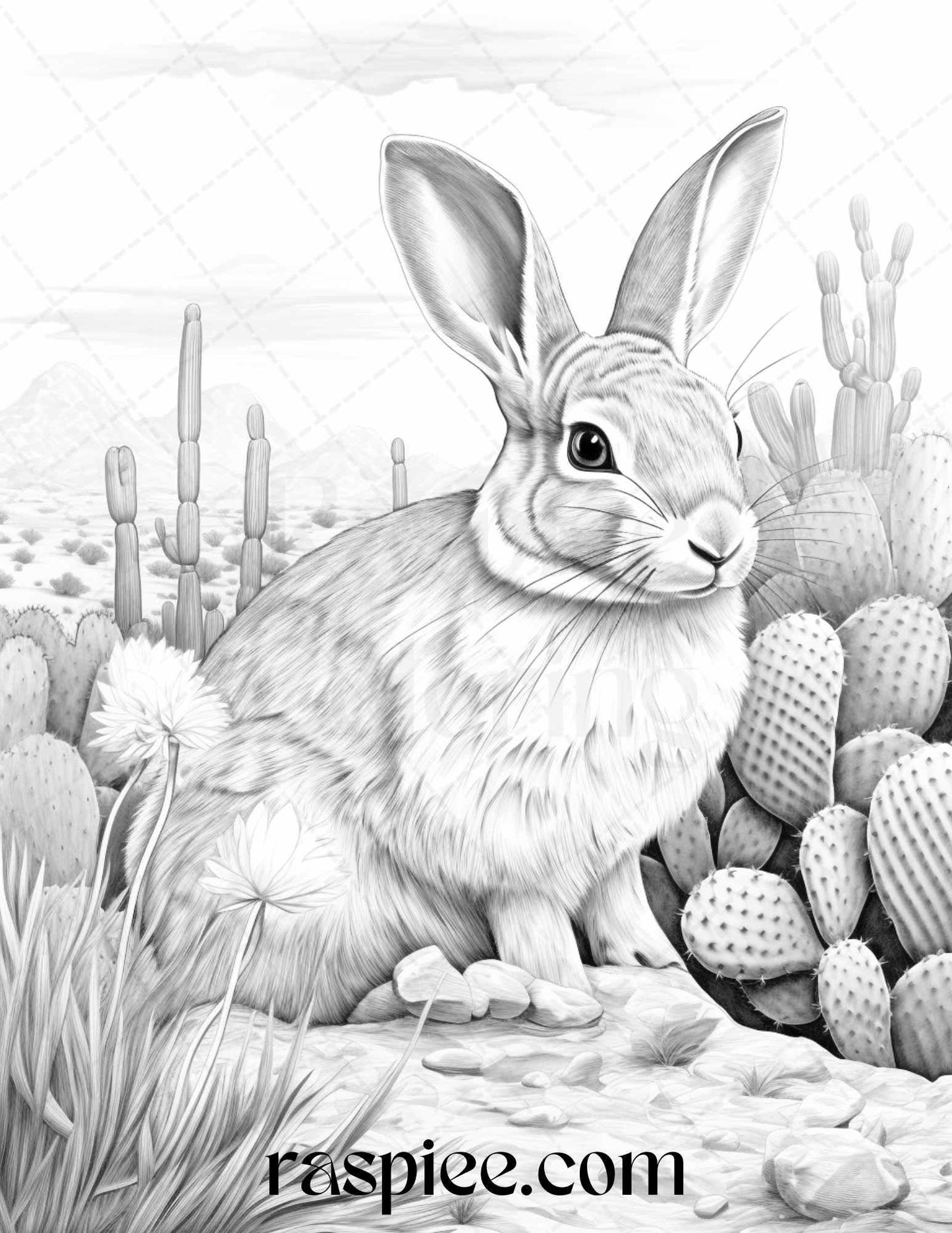 43 Desert Animals Grayscale Coloring Pages Printable for Adults, PDF File Instant Download