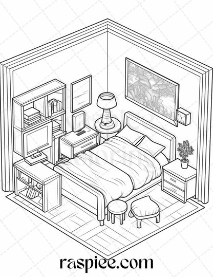 40 Pocket Room Coloring Pages Printable for Adults Kids, PDF File Instant Download