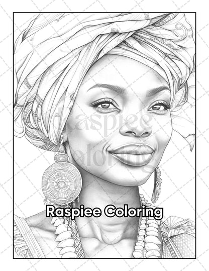 50 Black Women Portrait Coloring Pages for Adults Printable PDF Instant Download