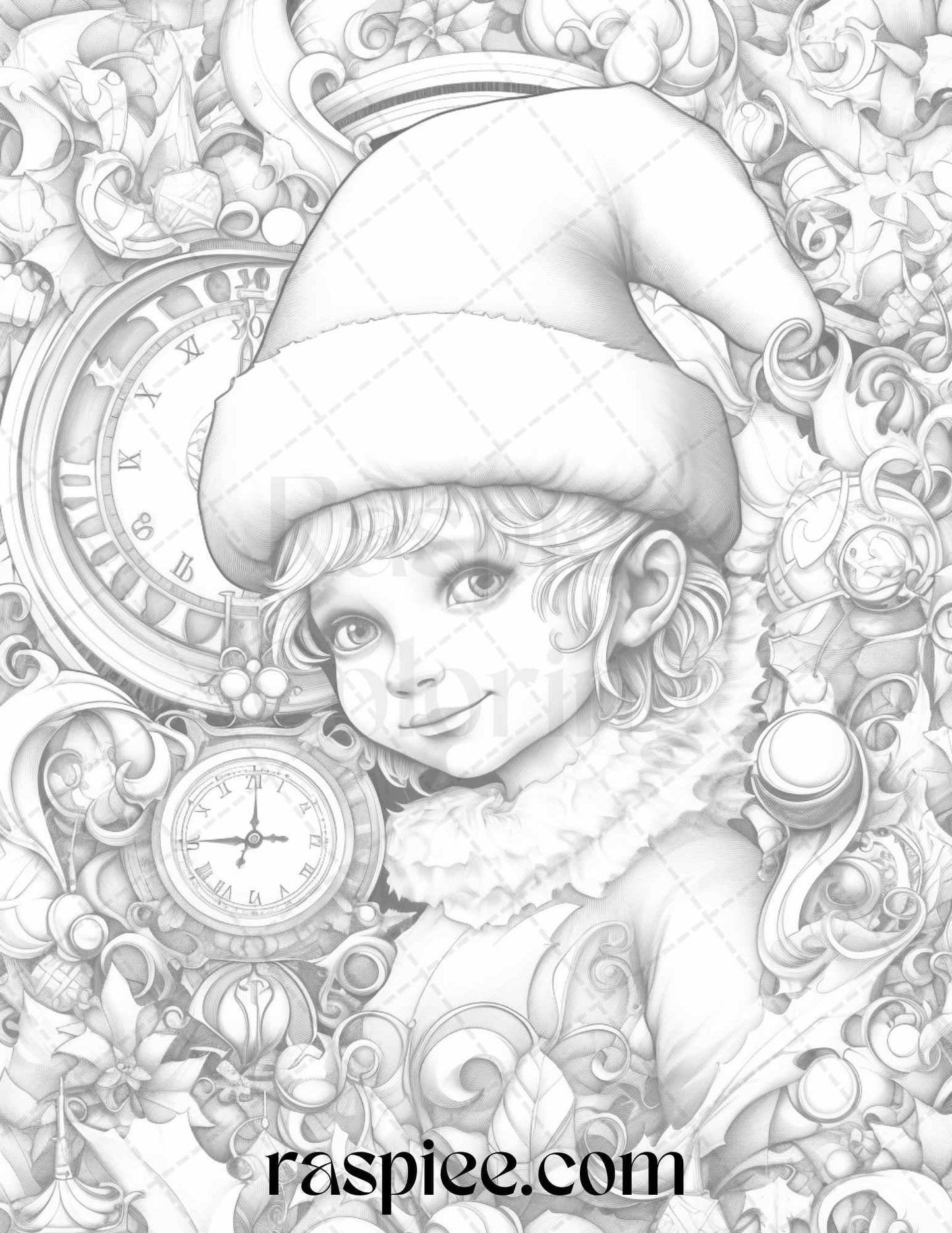 110 Christmas Elves Grayscale Coloring Pages Printable for Adults Kids, PDF File Instant Download