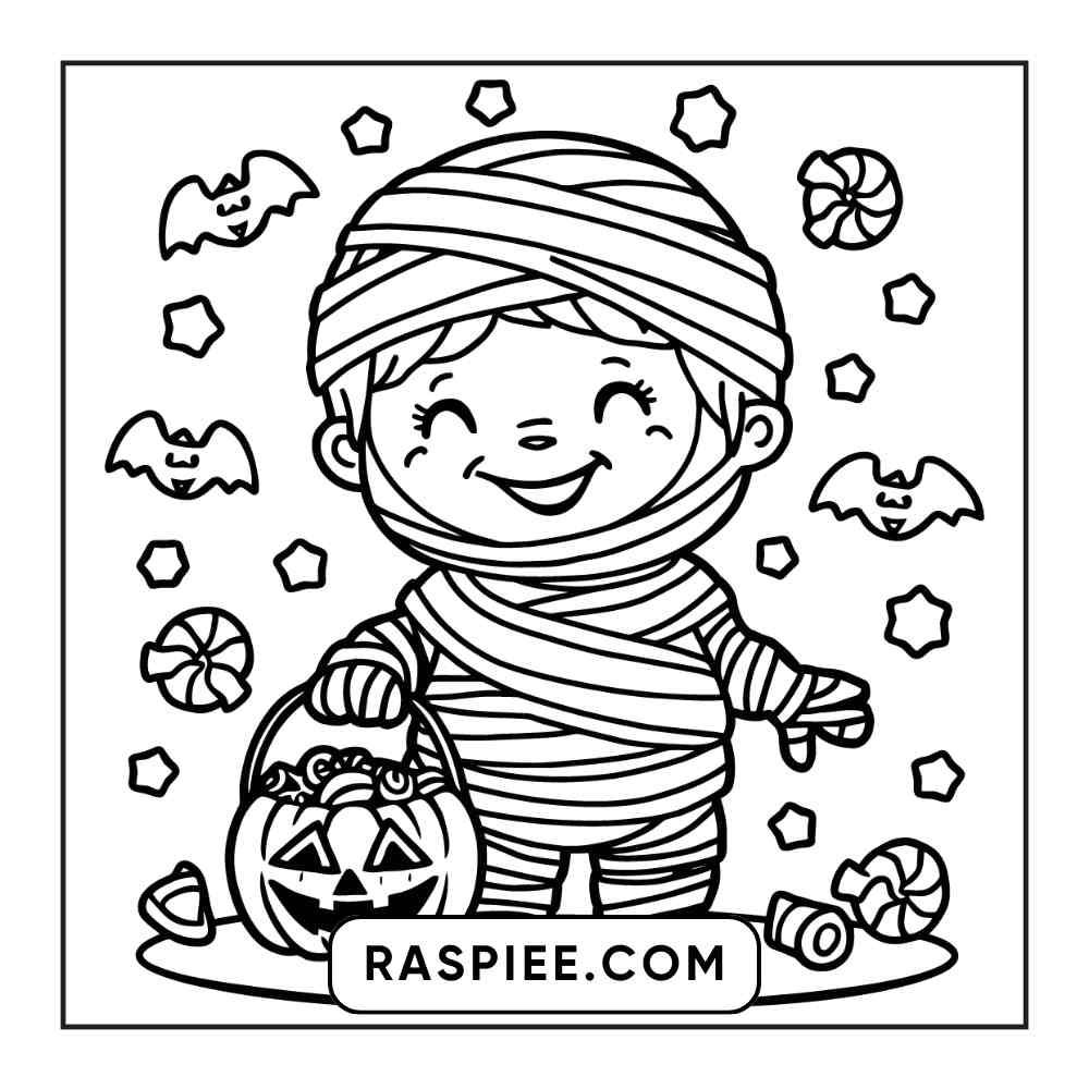 100 Bold and Easy Cute Halloween Coloring Pages Printable PDF Instant Download