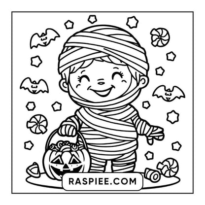 100 Bold and Easy Cute Halloween Coloring Pages Printable PDF Instant Download