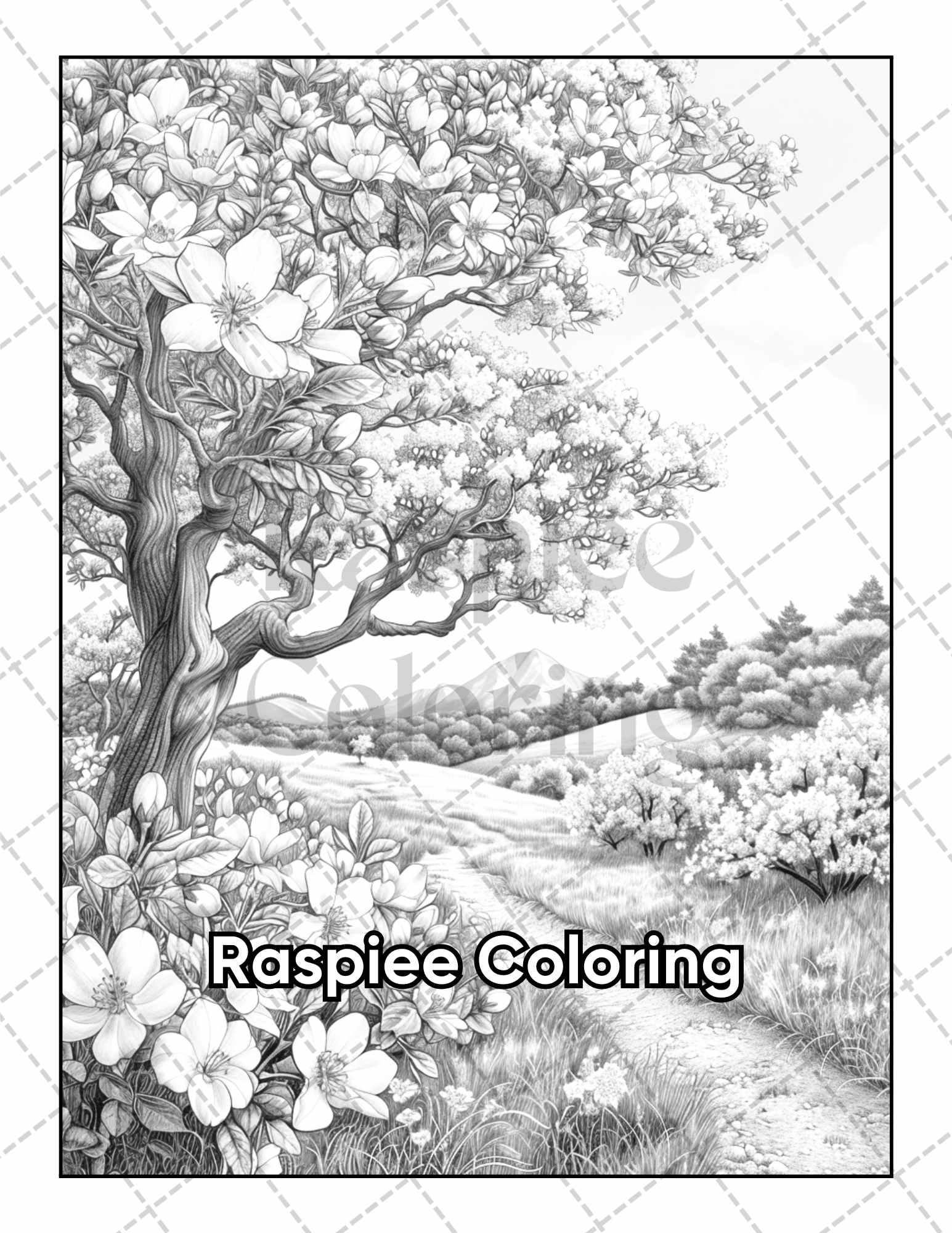 101 Relaxing Landscapes Grayscale Adult Coloring Pages Printable PDF Instant Download