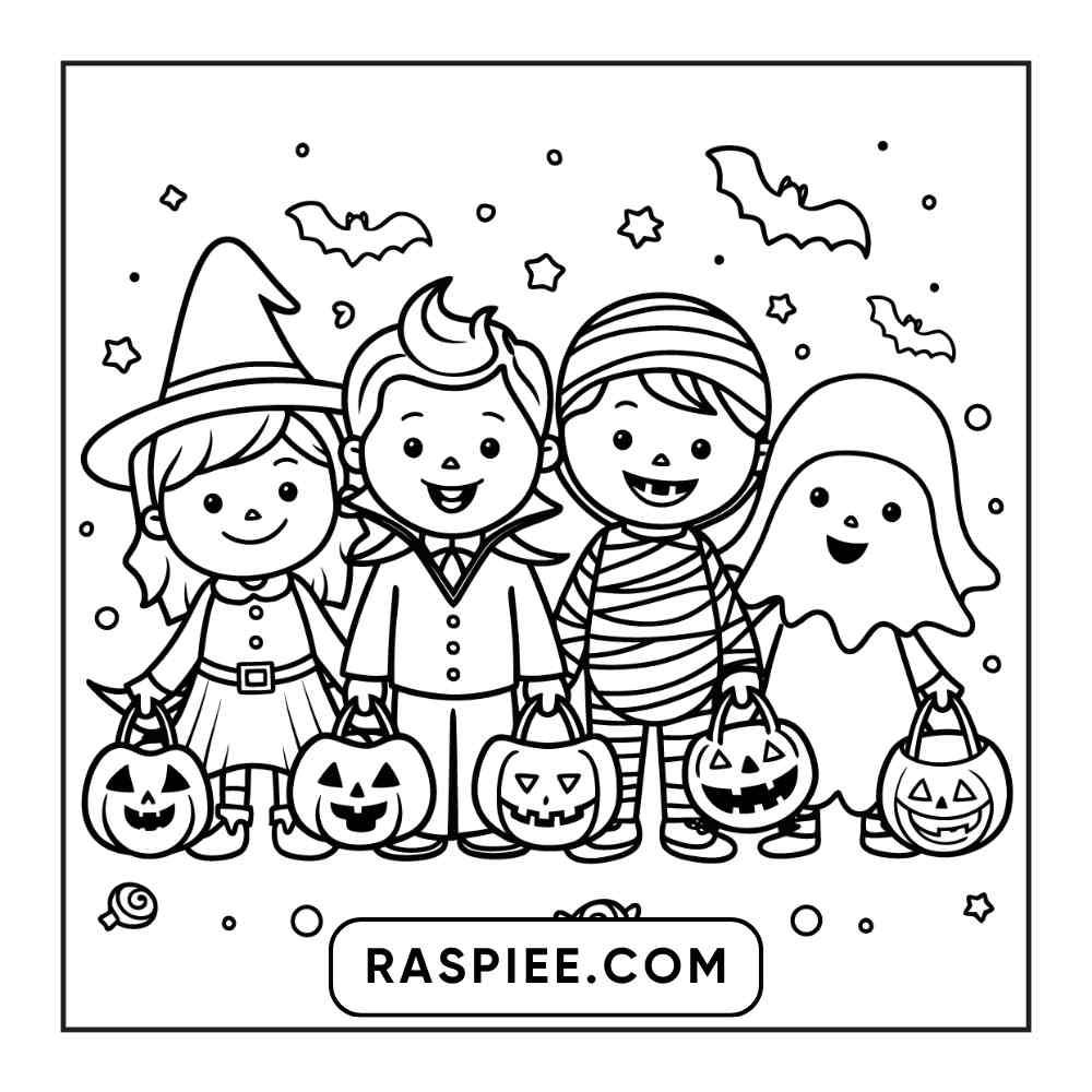 100 Bold and Easy Cute Halloween Coloring Pages Printable PDF Instant Download