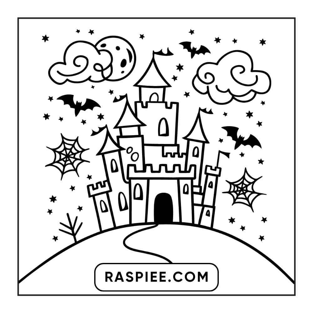 100 Bold and Easy Cute Halloween Coloring Pages Printable PDF Instant Download