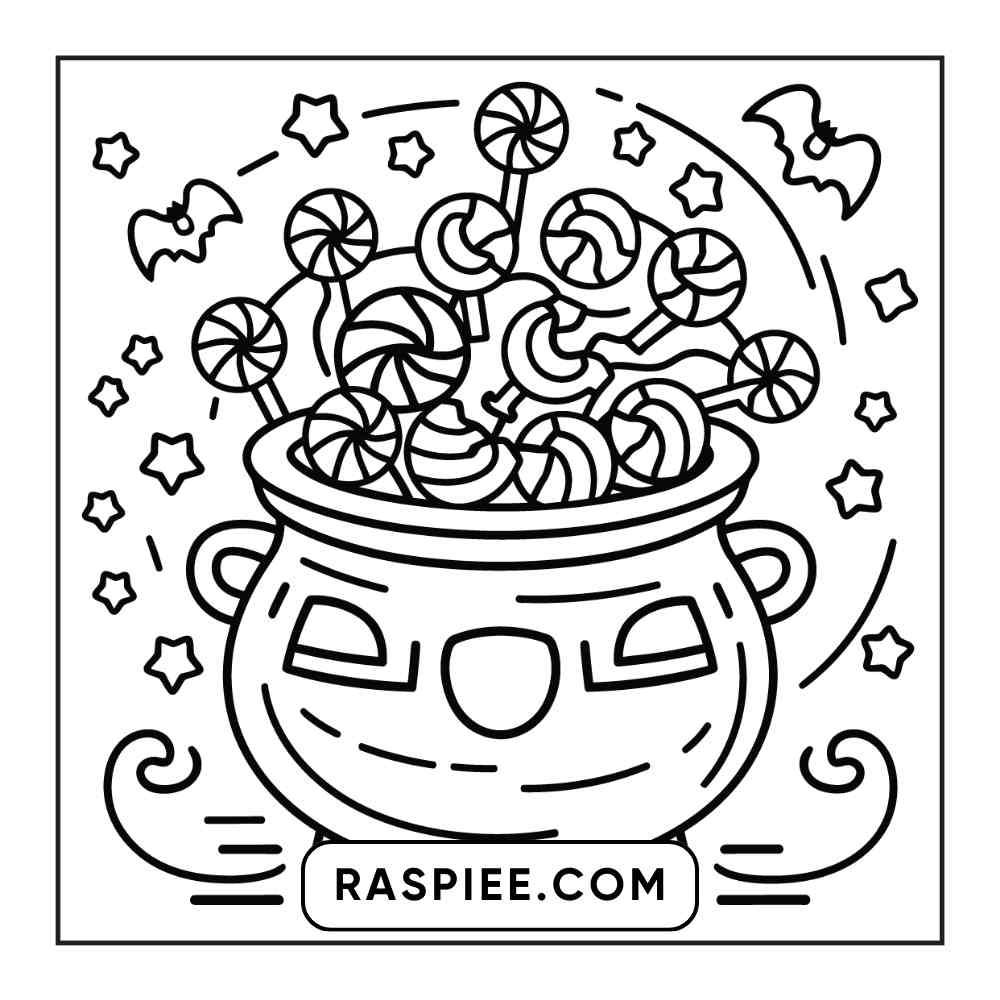 100 Bold and Easy Cute Halloween Coloring Pages Printable PDF Instant Download