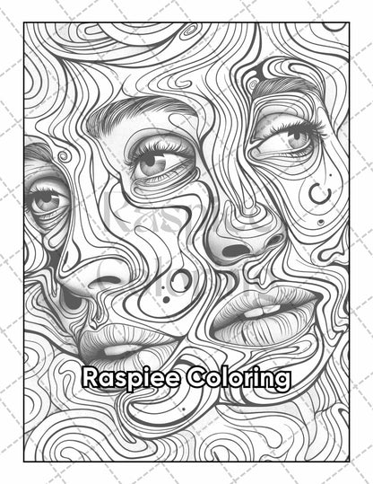 50 Abstract Art Adult Coloring Pages Printable PDF Instant Download