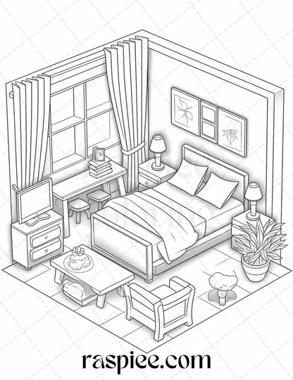 40 Pocket Room Coloring Pages Printable for Adults Kids, PDF File Instant Download