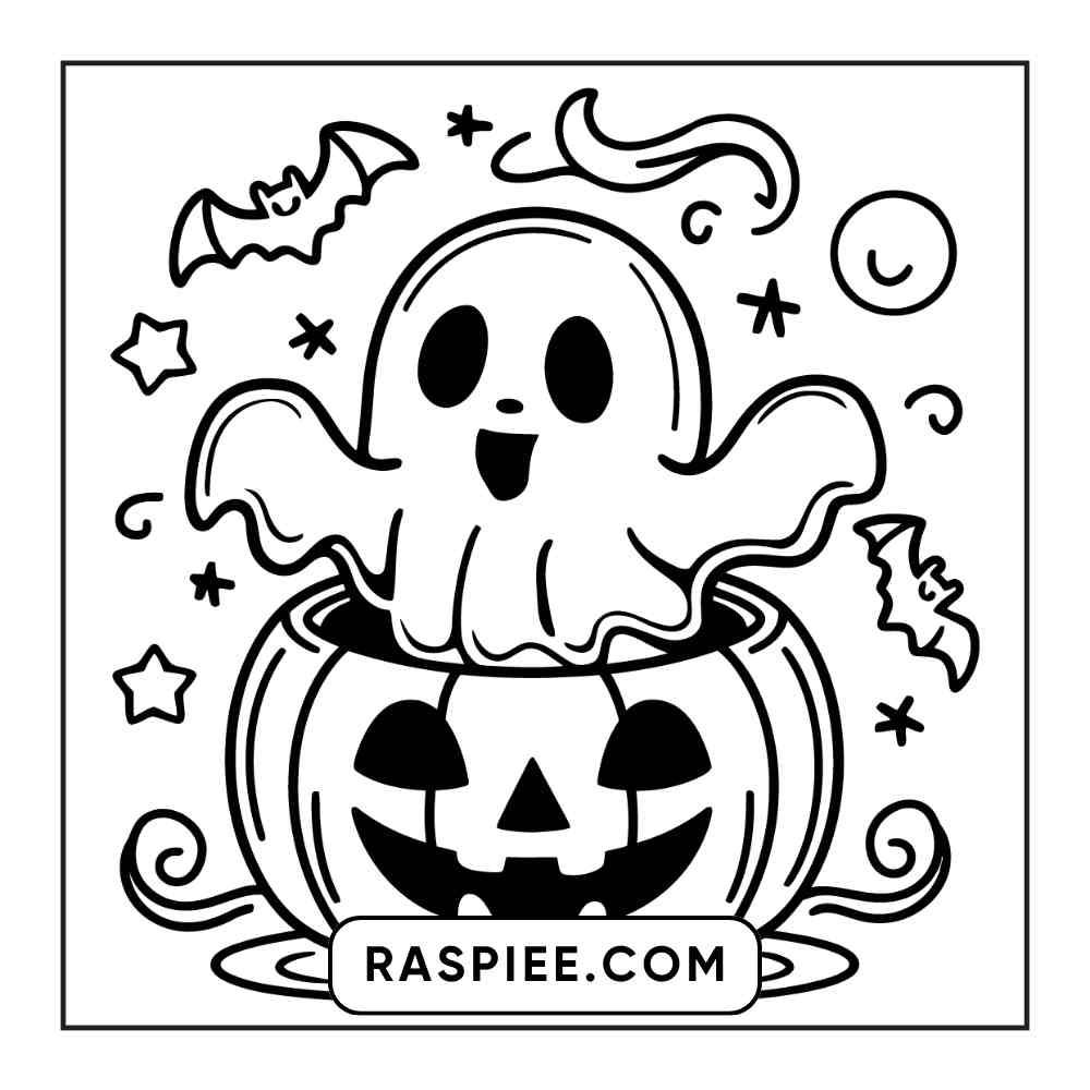 100 Bold and Easy Cute Halloween Coloring Pages Printable PDF Instant Download