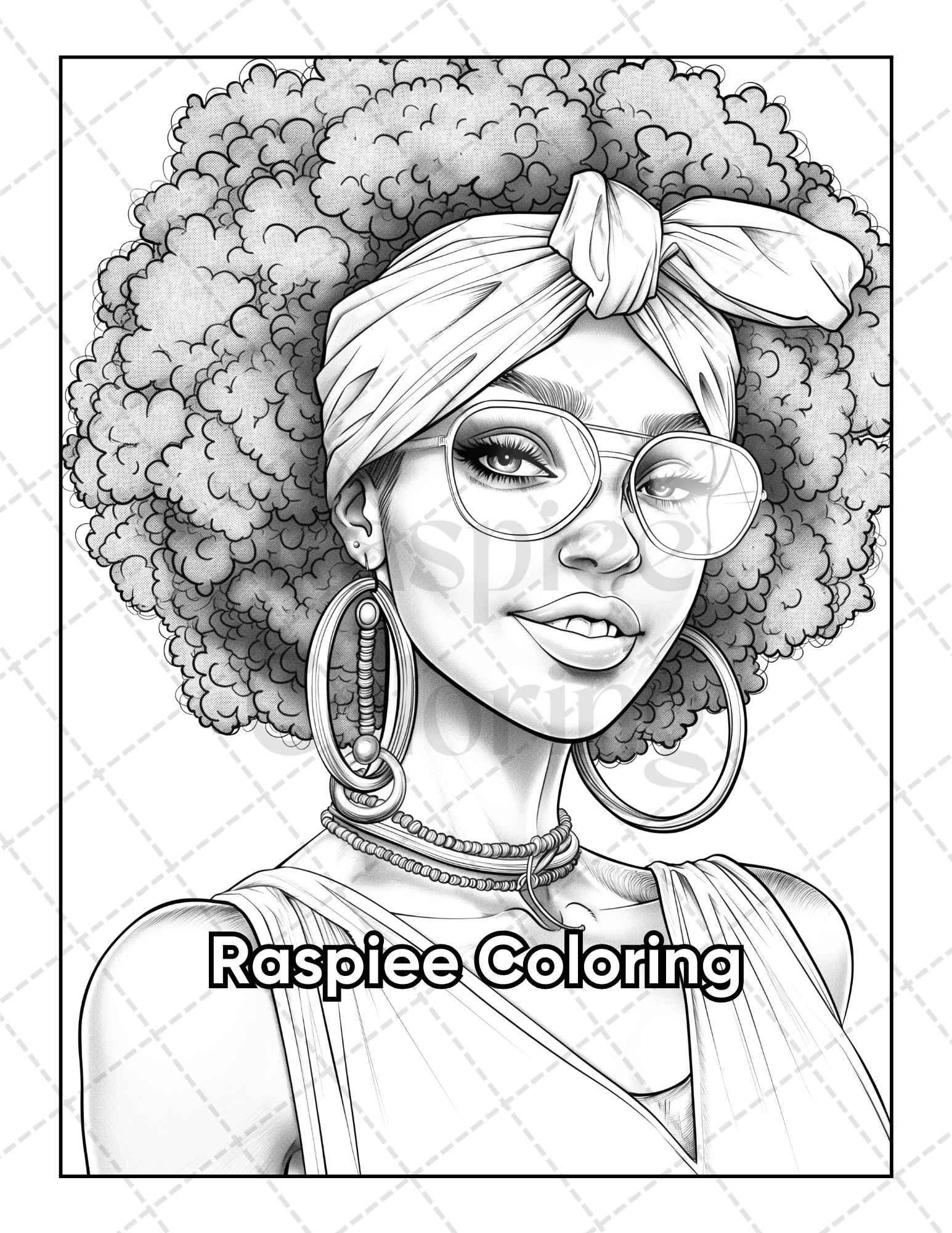 50 Black Women Portrait Coloring Pages for Adults Printable PDF Instant Download