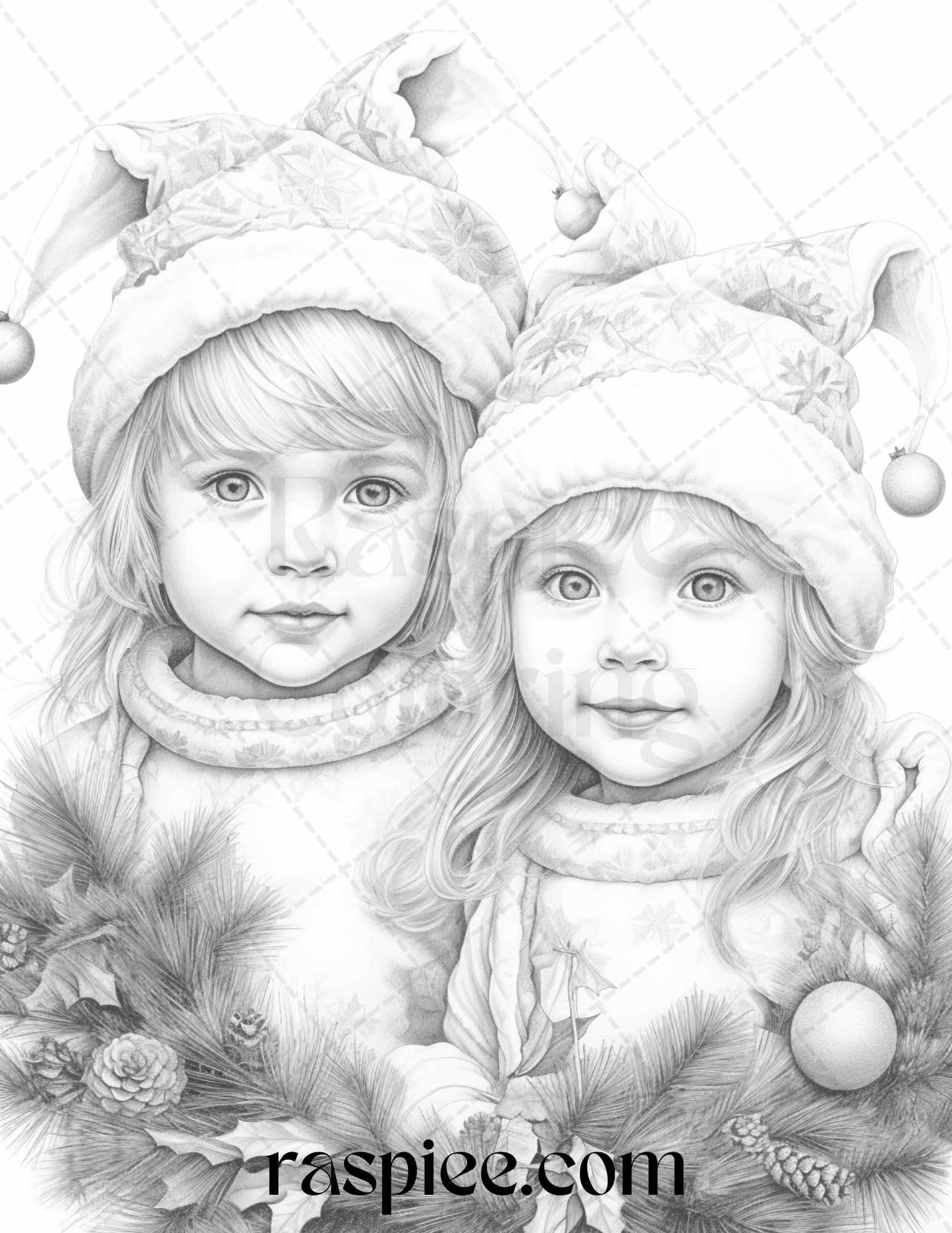 110 Christmas Elves Grayscale Coloring Pages Printable for Adults Kids, PDF File Instant Download