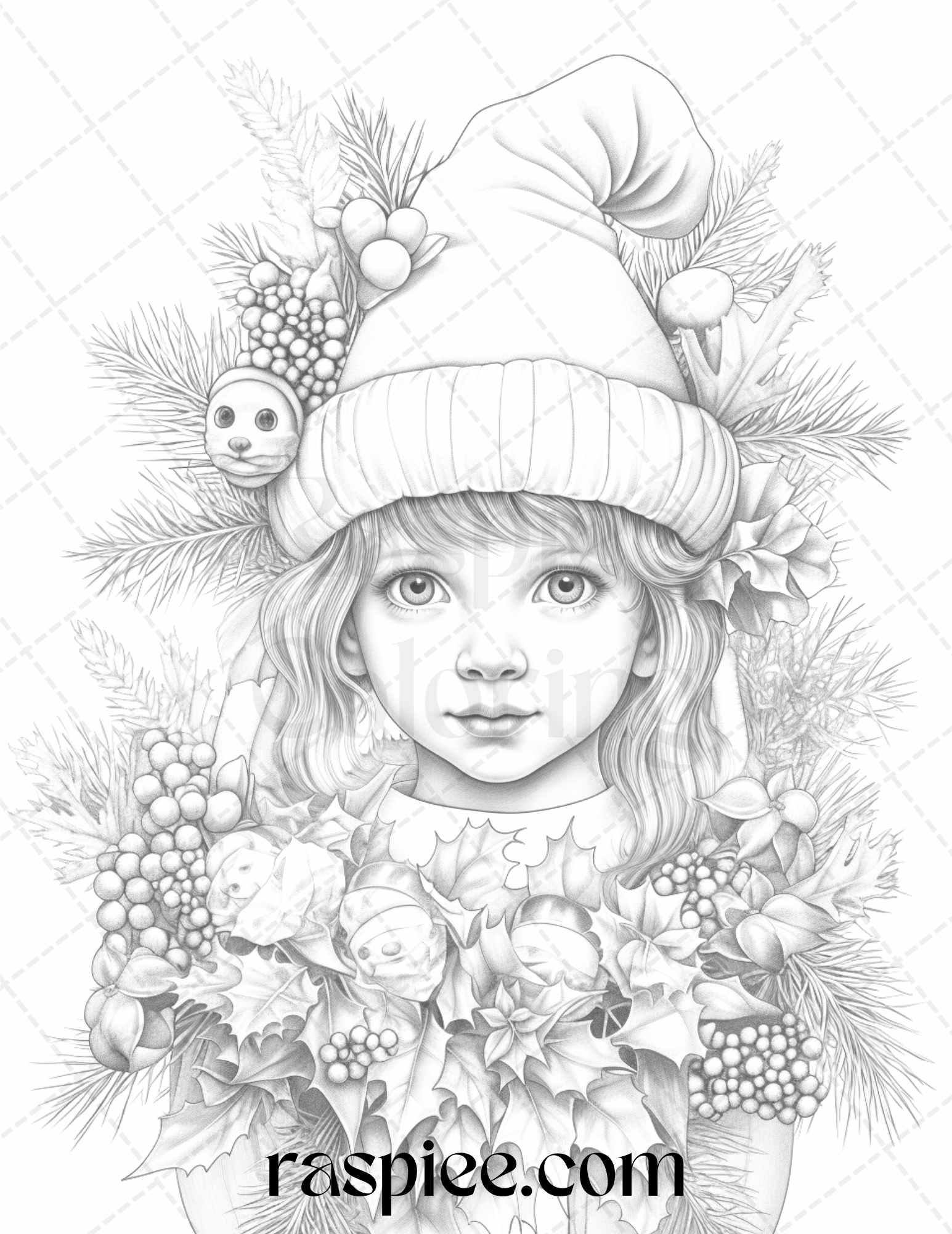 110 Christmas Elves Grayscale Coloring Pages Printable for Adults Kids, PDF File Instant Download