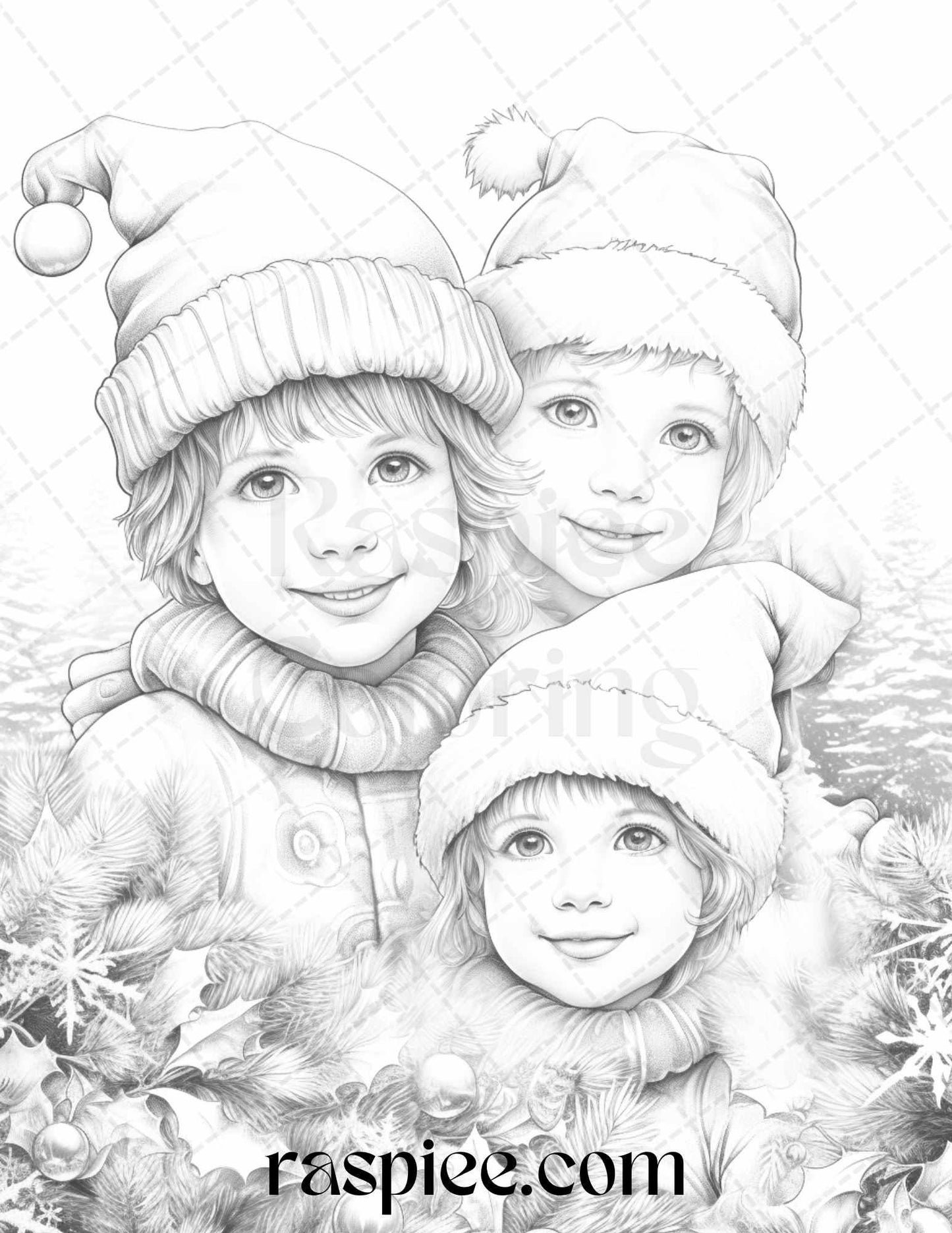 110 Christmas Elves Grayscale Coloring Pages Printable for Adults Kids, PDF File Instant Download