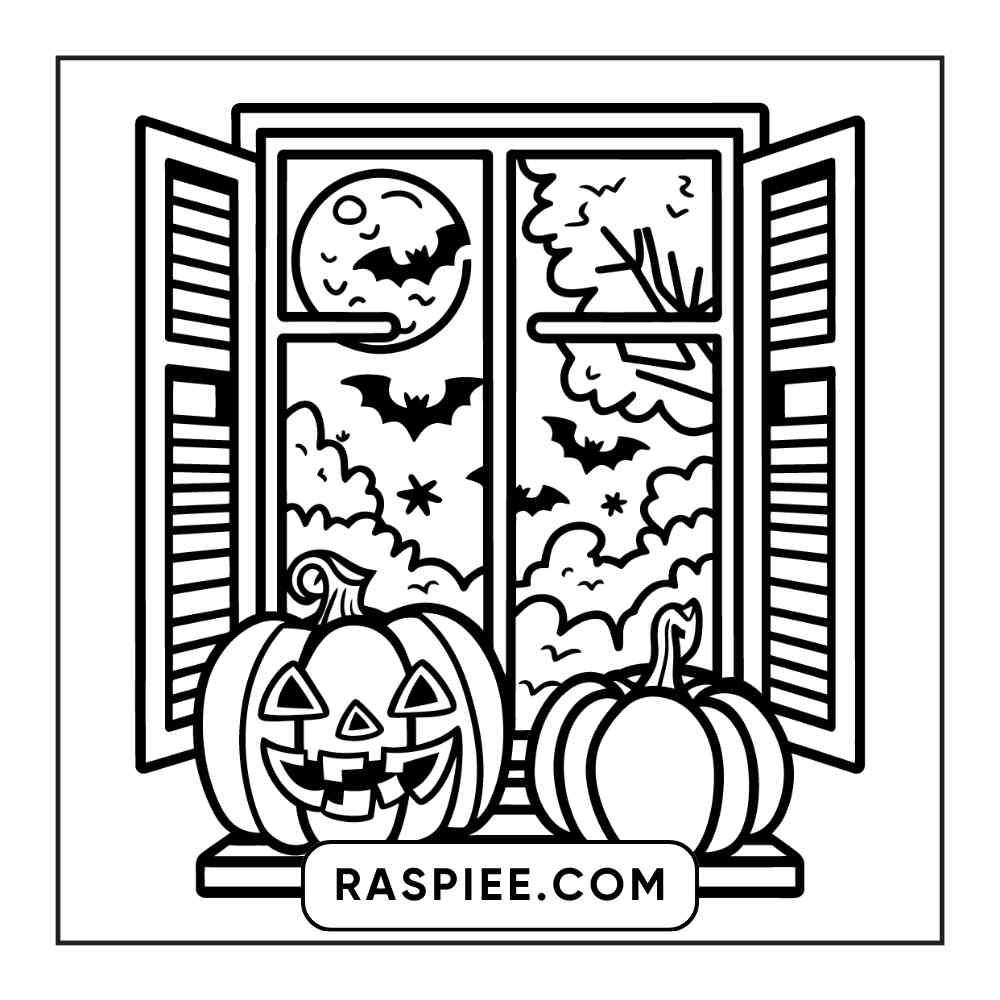 100 Bold and Easy Cute Halloween Coloring Pages Printable PDF Instant Download