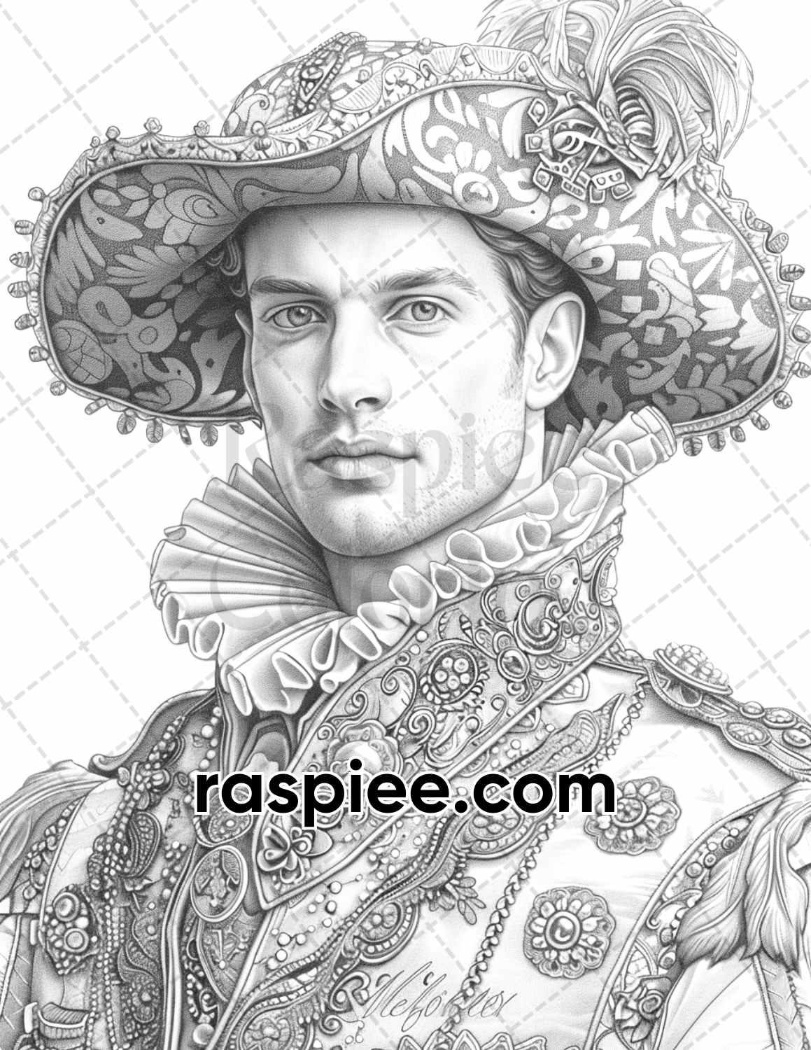 100 Elizabethan British Royal Portraits Grayscale Adult Coloring Pages, Printable PDF Instant Download