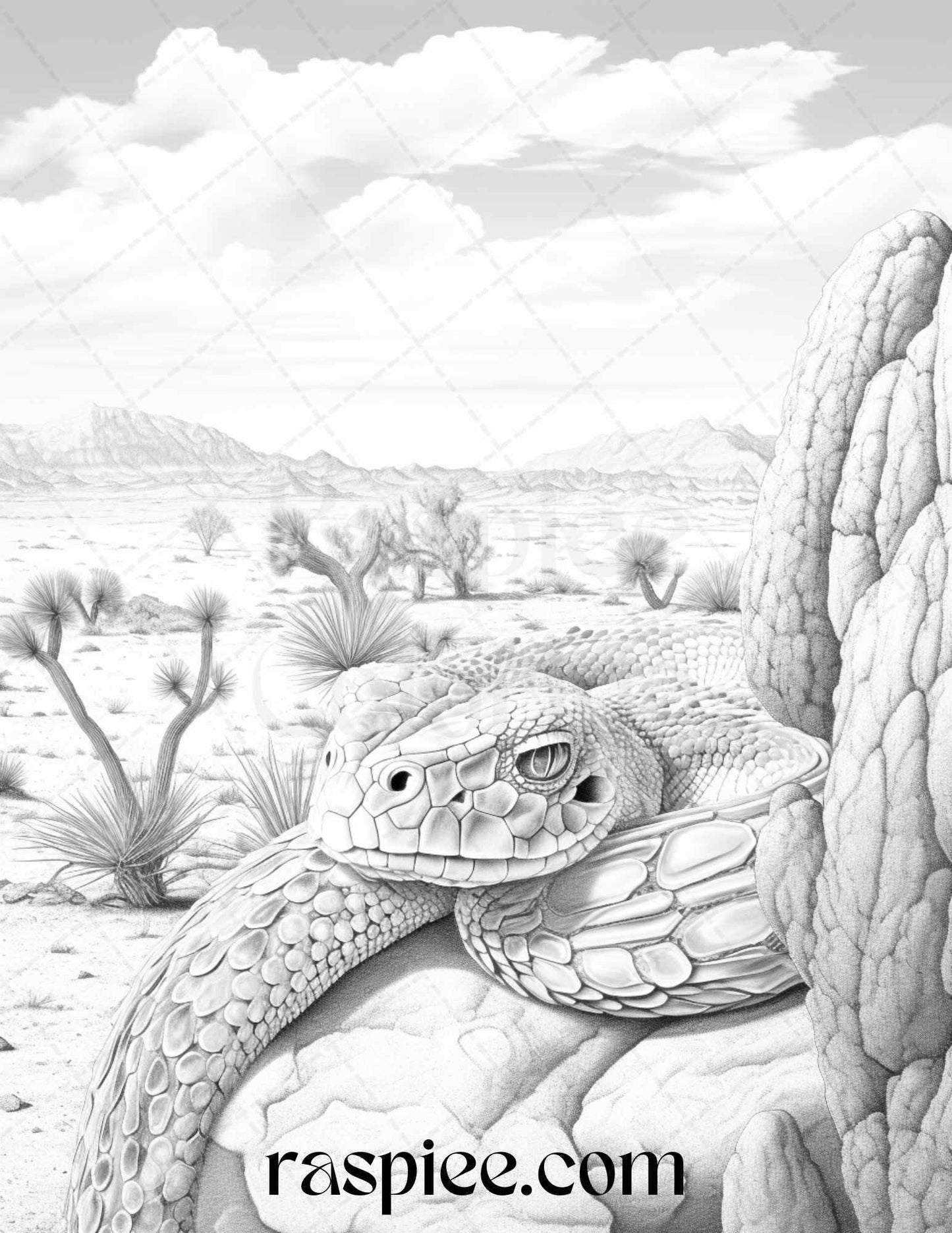 43 Desert Animals Grayscale Coloring Pages Printable for Adults, PDF File Instant Download