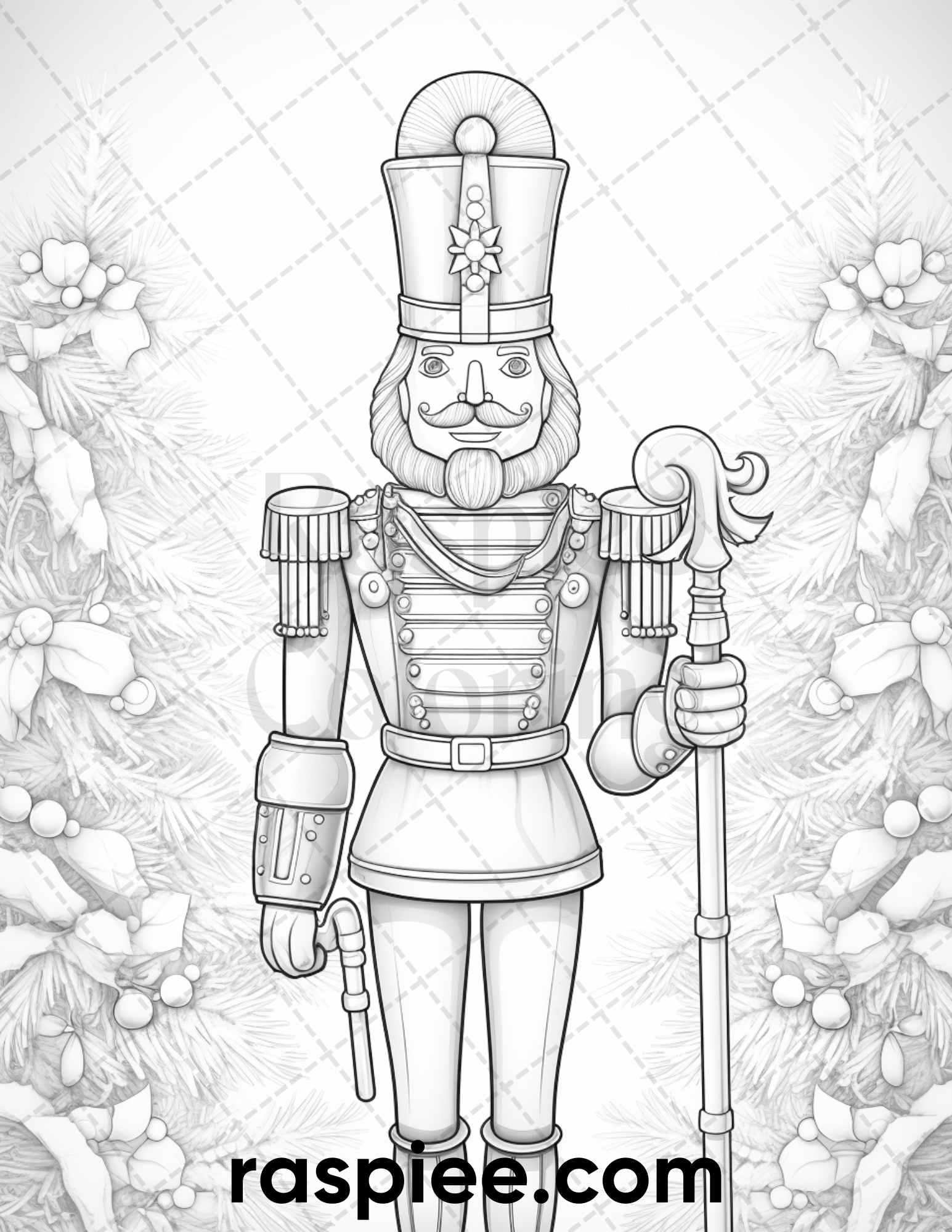 40 Christmas Nutcrackers Grayscale Coloring Pages for Adults, Printable PDF File Instant Download