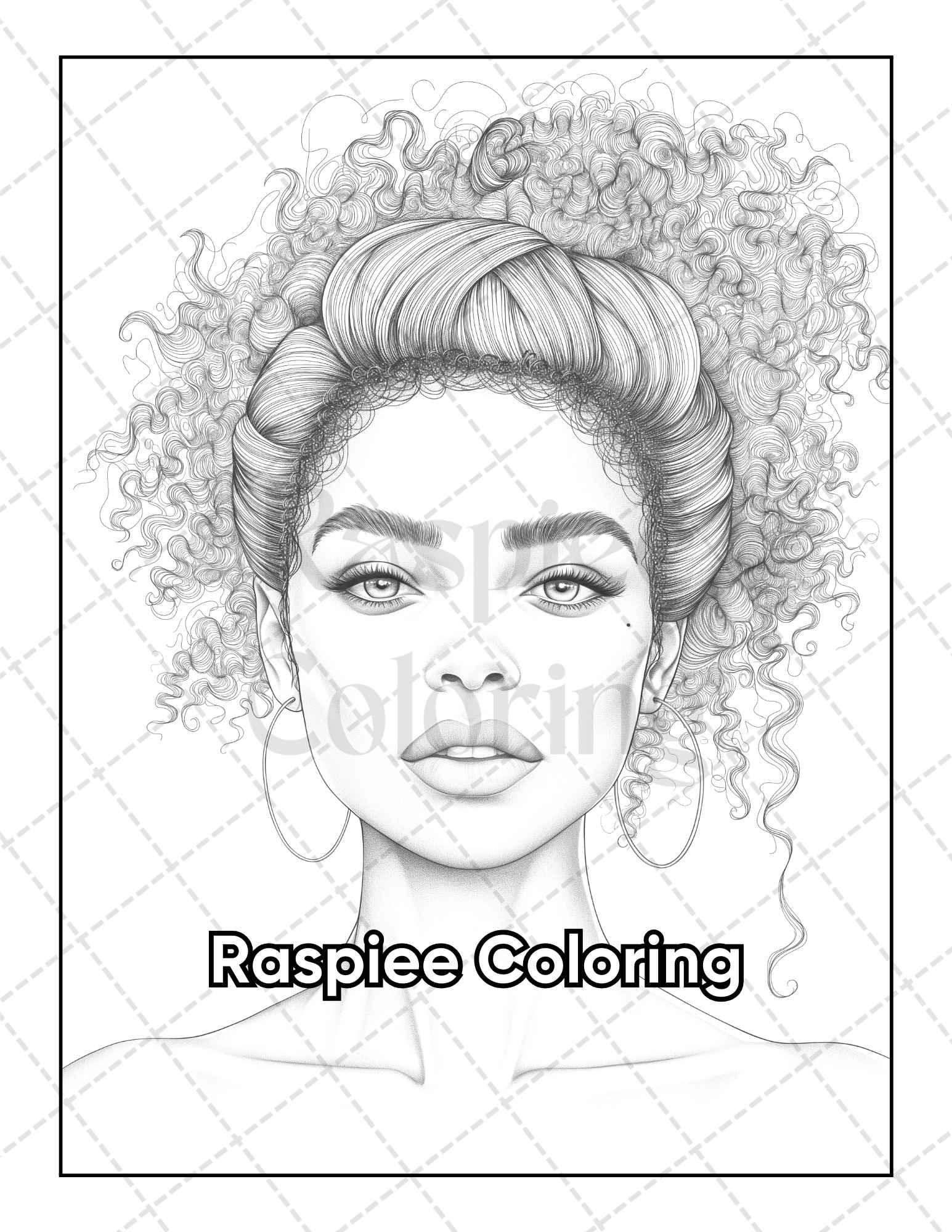 50 Black Women Portrait Coloring Pages for Adults Printable PDF Instant Download