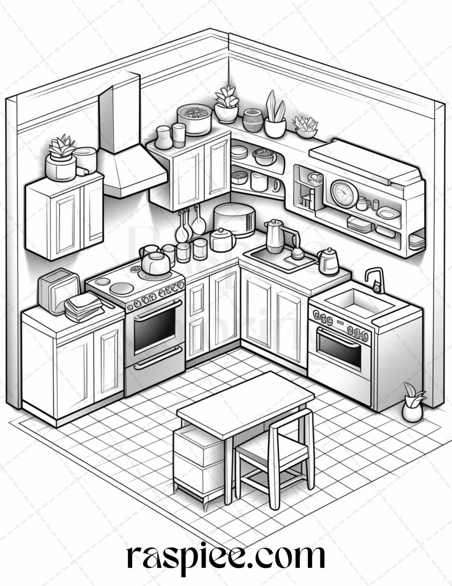 40 Pocket Room Coloring Pages Printable for Adults Kids, PDF File Instant Download