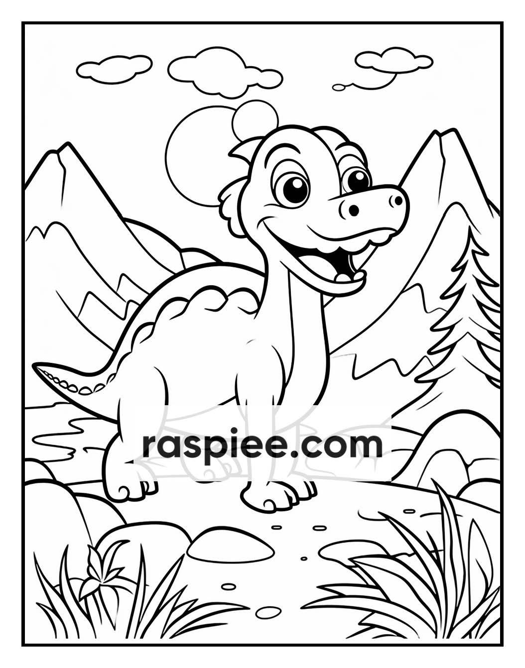 250 Adorable Dinosaur Coloring Pages for Kids, Fun & Educational Activity Printable PDF Instant Download