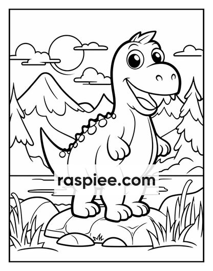 250 Adorable Dinosaur Coloring Pages for Kids, Fun & Educational Activity Printable PDF Instant Download