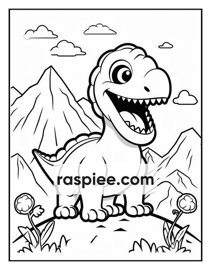 250 Adorable Dinosaur Coloring Pages for Kids, Fun & Educational Activity Printable PDF Instant Download