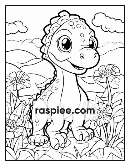 250 Adorable Dinosaur Coloring Pages for Kids, Fun & Educational Activity Printable PDF Instant Download