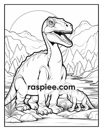 250 Adorable Dinosaur Coloring Pages for Kids, Fun & Educational Activity Printable PDF Instant Download