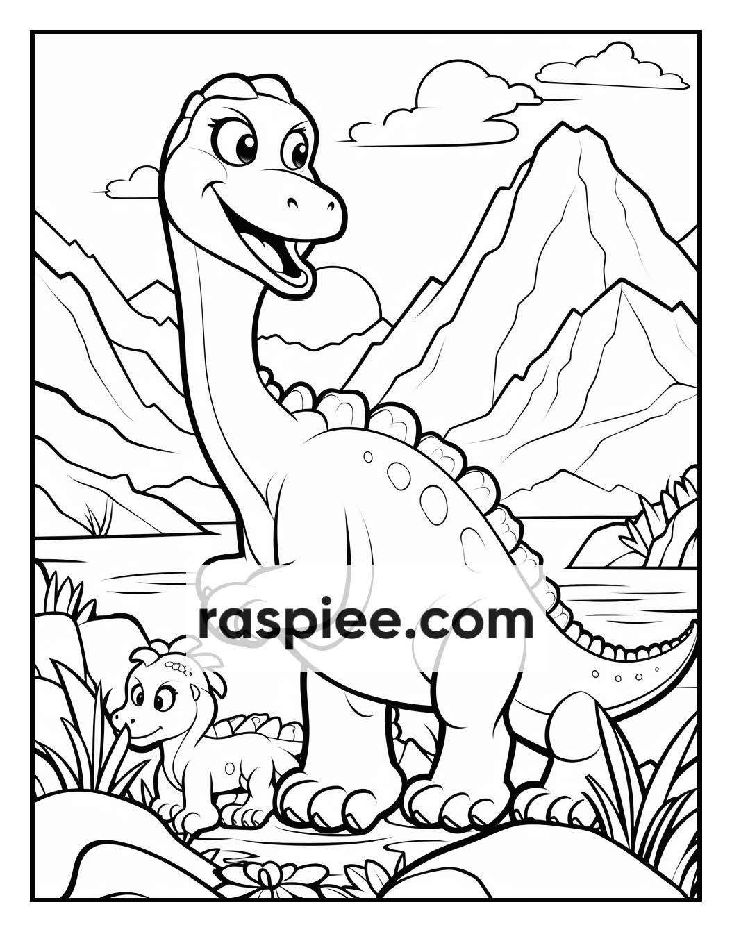 250 Adorable Dinosaur Coloring Pages for Kids, Fun & Educational Activity Printable PDF Instant Download