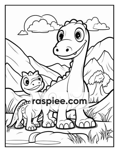 250 Adorable Dinosaur Coloring Pages for Kids, Fun & Educational Activity Printable PDF Instant Download